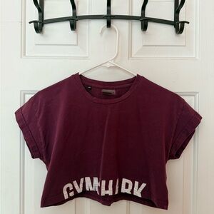 Gymshark Burgundy Crop Top Graphic Crew Neck